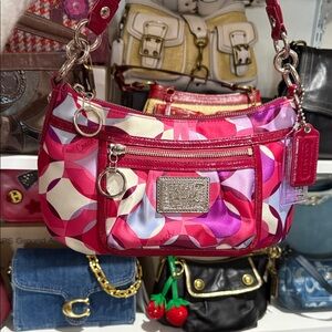 Coach Multicolor Shoulder Bag with Pink and Red Accents